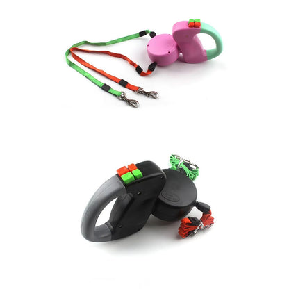 Dual Retractable Dog Leash  Automatic Winding Double Pet Walking Traction Rope 984ft 2