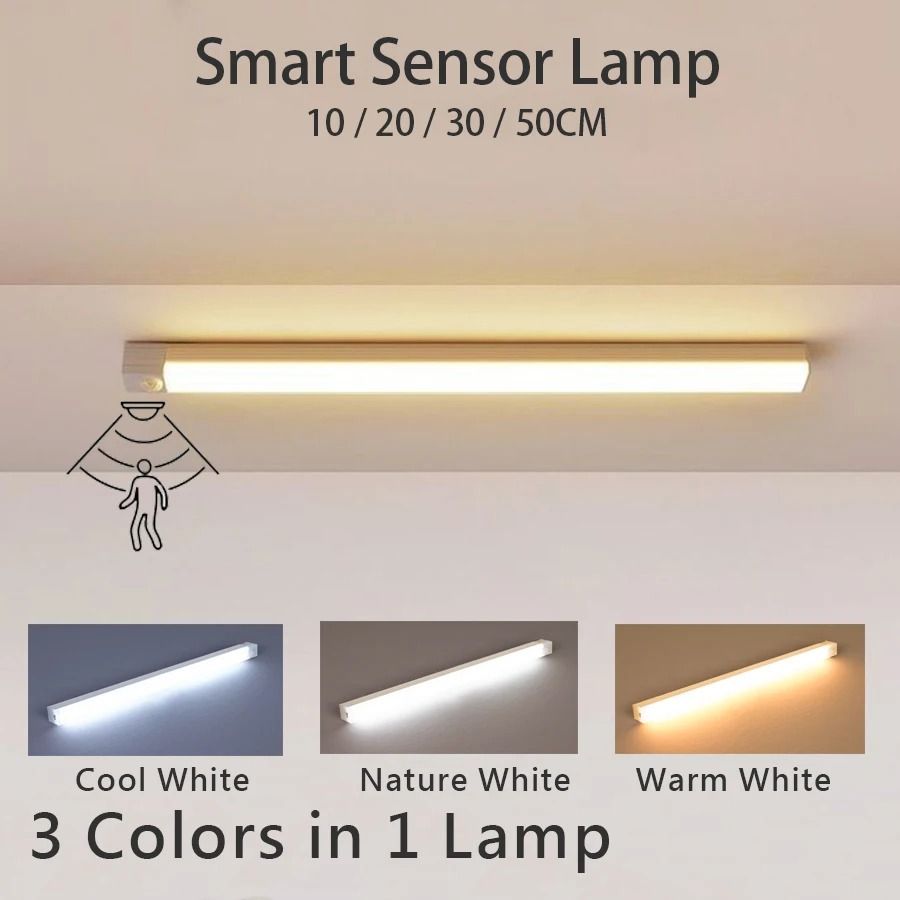 Rechargeable Motion Sensor LED Bar Light Portable Magnetic Cabinet Lamp
