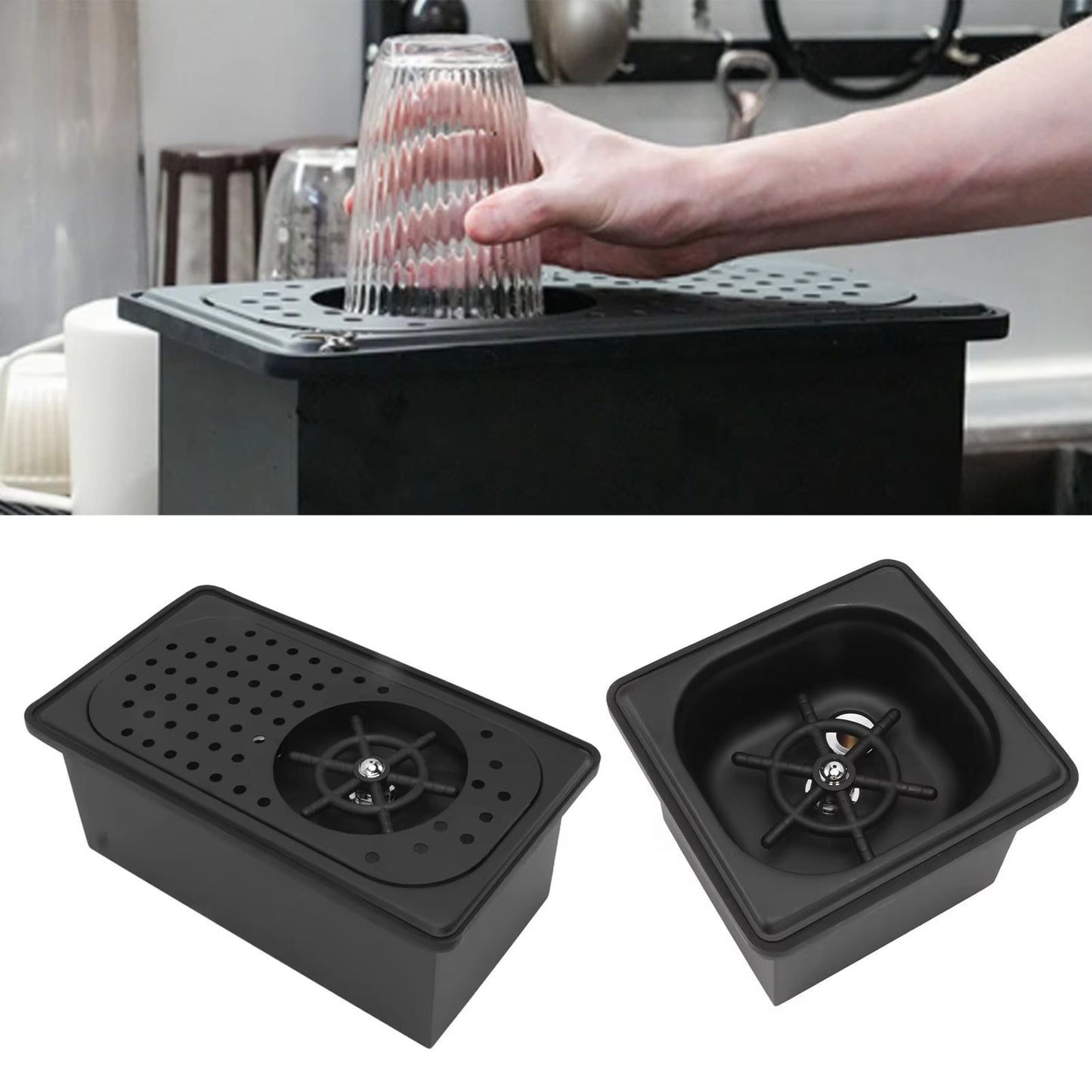 Stainless Steel Pitcher Rinser  Automatic Glass Washer For Kitchen Sink Bar And Coffee Station Blac 1