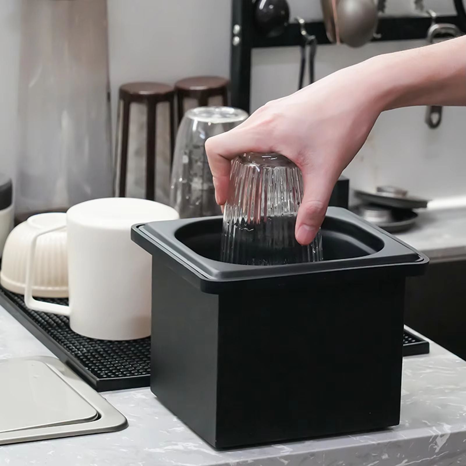 Stainless Steel Pitcher Rinser  Automatic Glass Washer For Kitchen Sink Bar And Coffee Station Blac 3