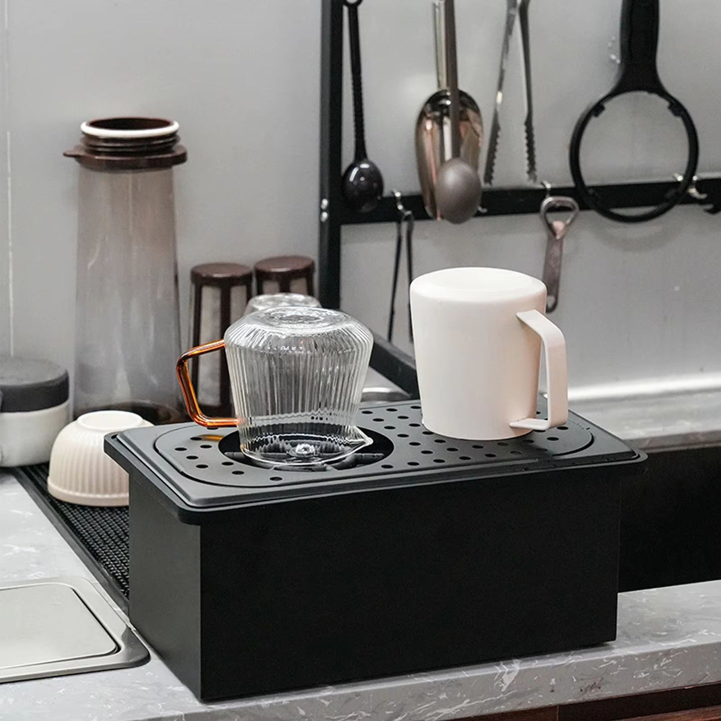 Stainless Steel Pitcher Rinser  Automatic Glass Washer For Kitchen Sink Bar And Coffee Station Blac 4