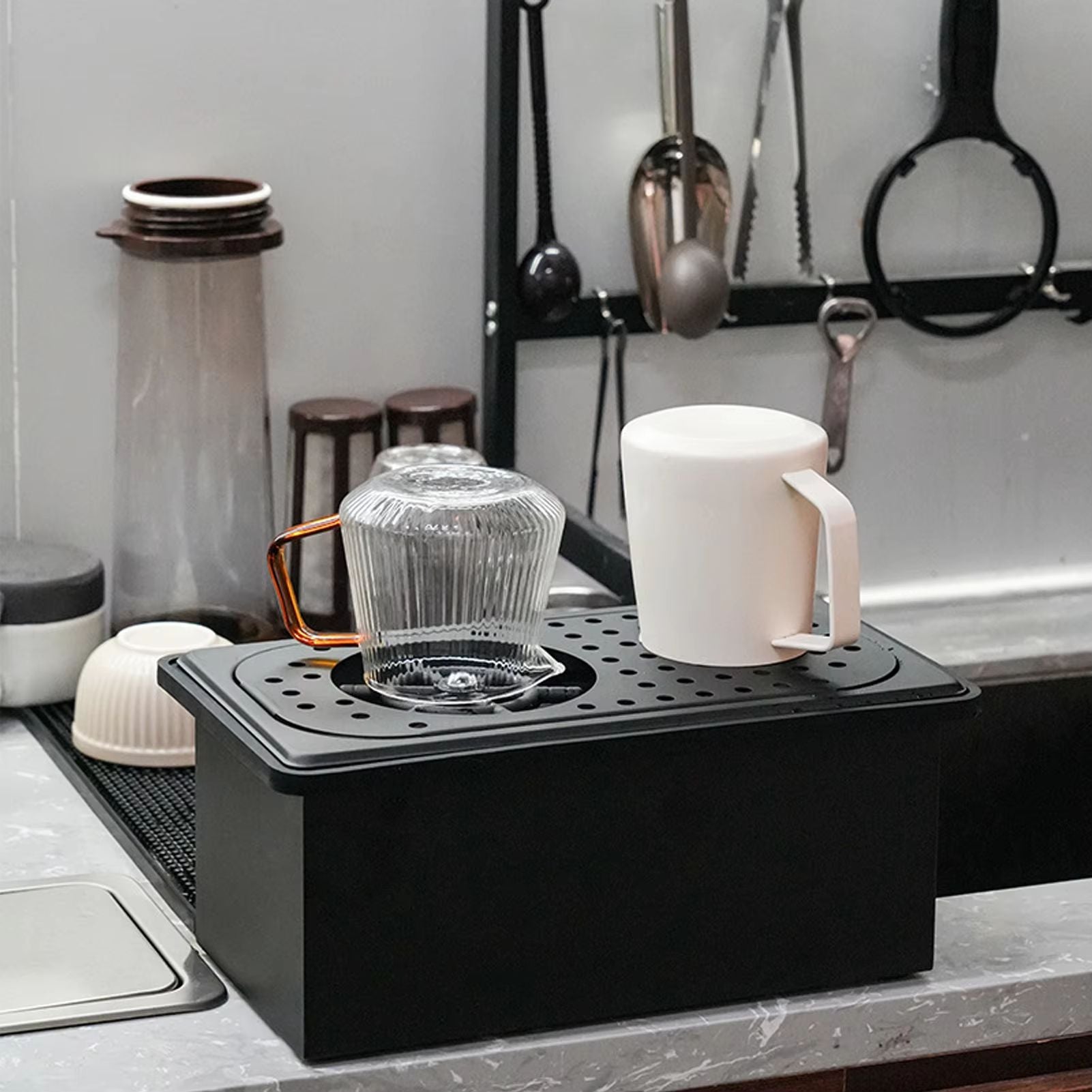 Stainless Steel Pitcher Rinser  Automatic Glass Washer For Kitchen Sink Bar And Coffee Station Blac 4