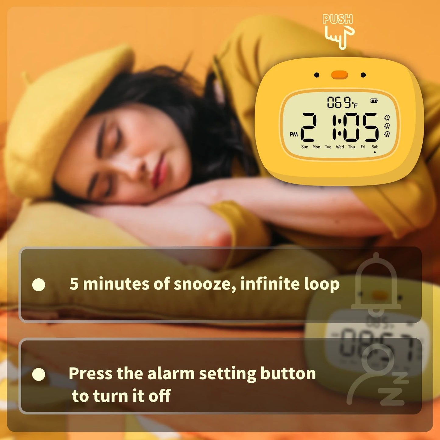 Cute Duck Digital Alarm Clock With Night Light  Timer  Bedroom Decor 2