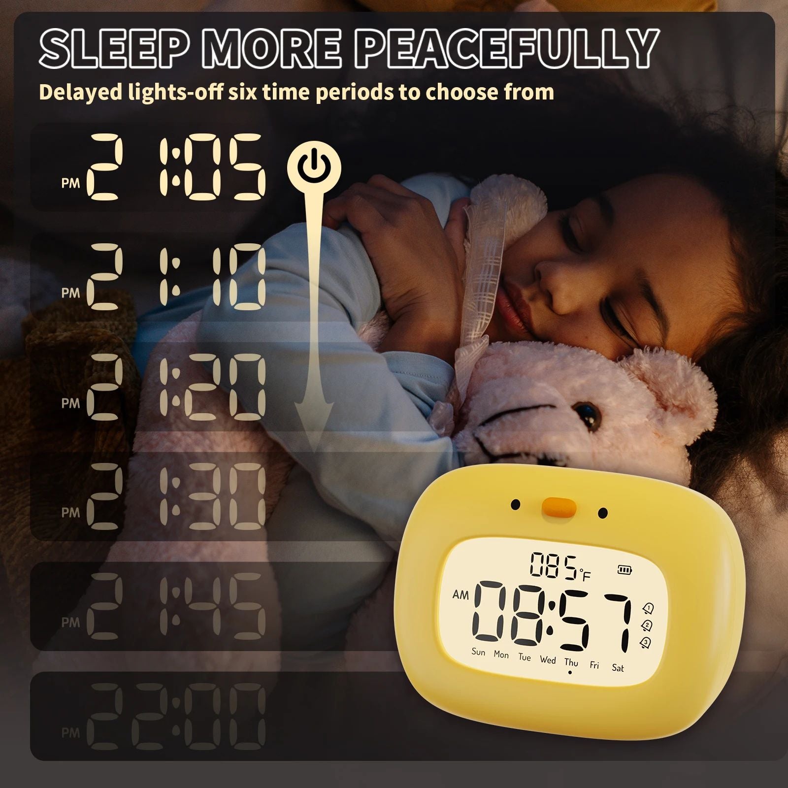 Cute Duck Digital Alarm Clock With Night Light  Timer  Bedroom Decor 3