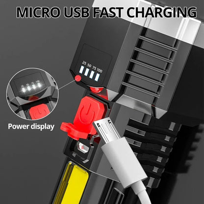 High Power Rechargeable LED Flashlight With Side Light For Outdoor Use 4