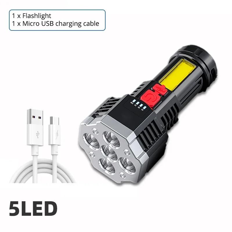 High Power Rechargeable LED Flashlight With Side Light For Outdoor Use 5
