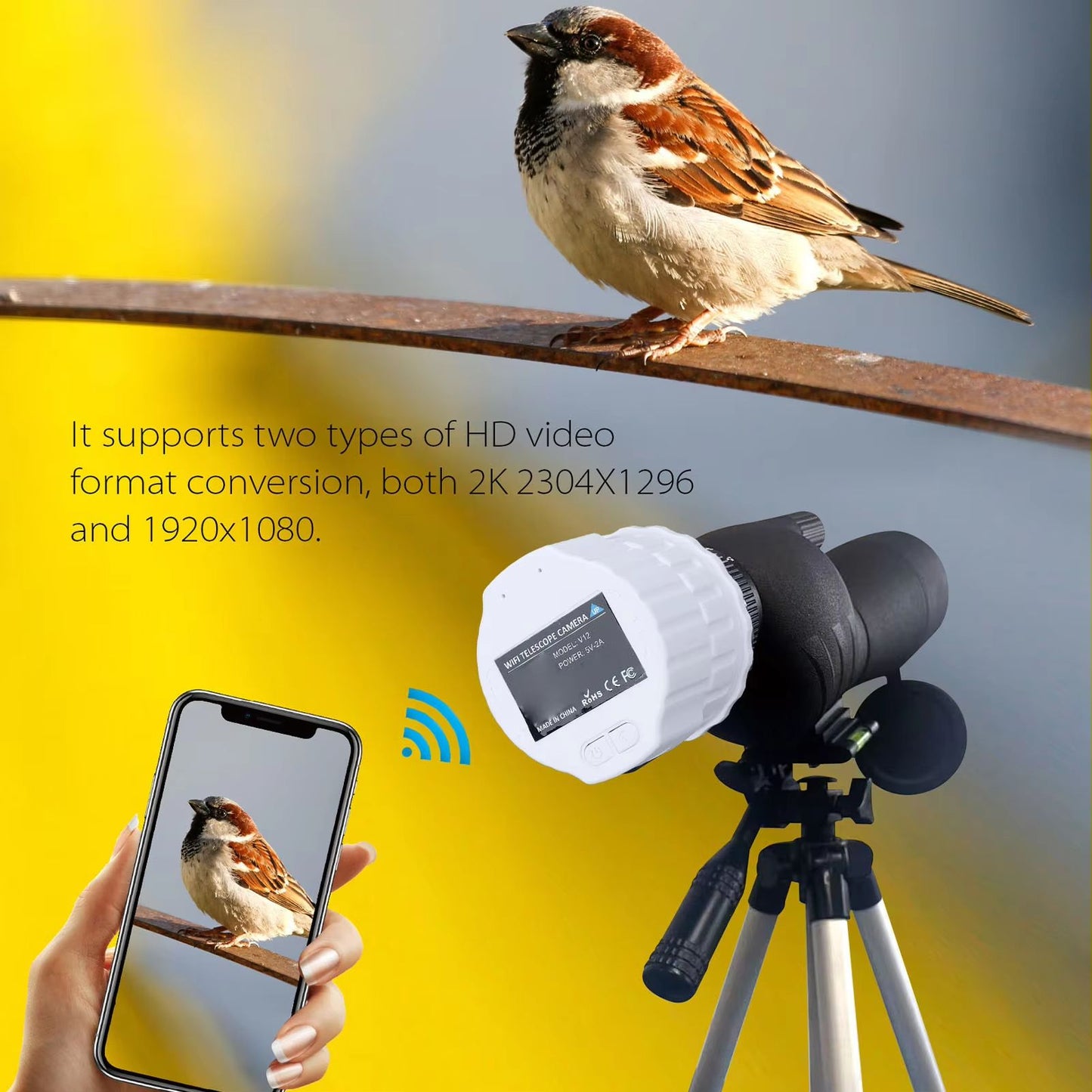 4MP WiFi Telescope Eyepiece Camera – Wireless Digital Eyepiece for 1.18–1.97in Sighting Telescopes