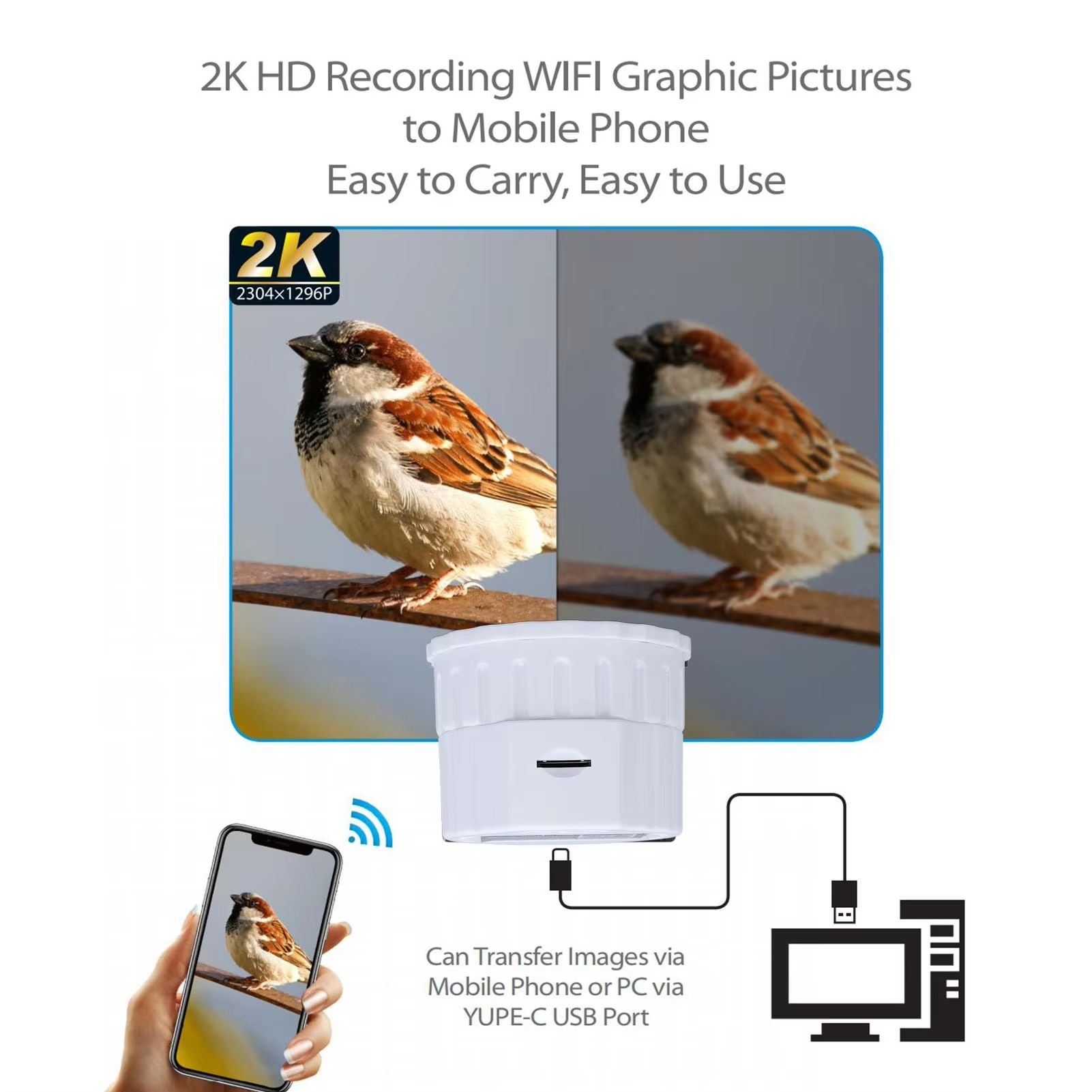 4MP WiFi Telescope Eyepiece Camera  Wireless Digital Eyepiece For 118197in Sighting Telescopes 2