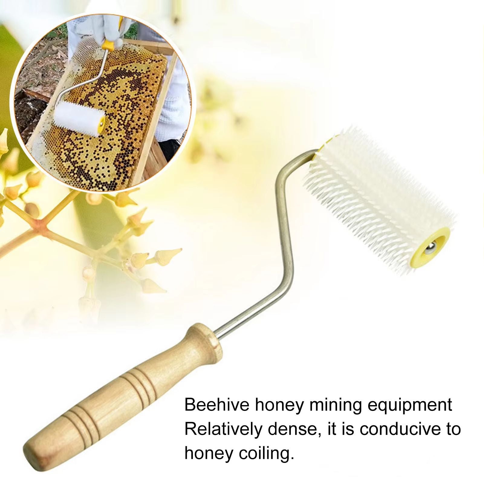Honey Uncapping Roller With Wooden Handle  Easy Beehive Uncapping Tool For Frames  Extracting 1