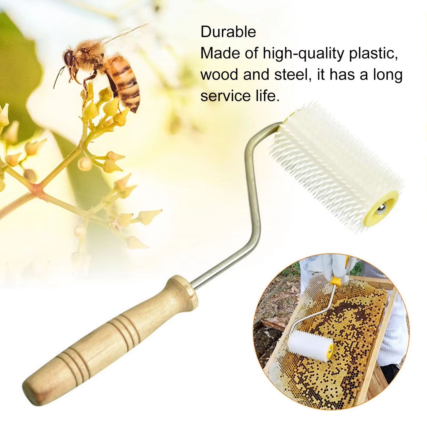 Honey Uncapping Roller With Wooden Handle  Easy Beehive Uncapping Tool For Frames  Extracting 2