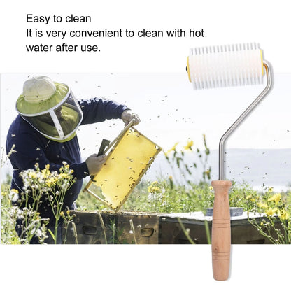 Honey Uncapping Roller With Wooden Handle  Easy Beehive Uncapping Tool For Frames  Extracting 3