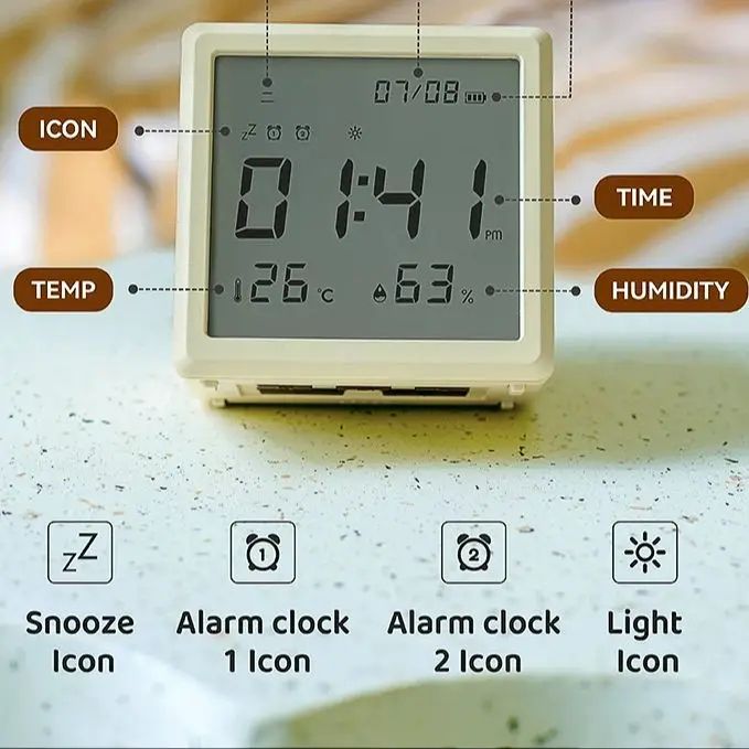 Digital LED Alarm Clock With Temperature Display  Night Light  Multifunctional Bedside Desktop Cloc 4