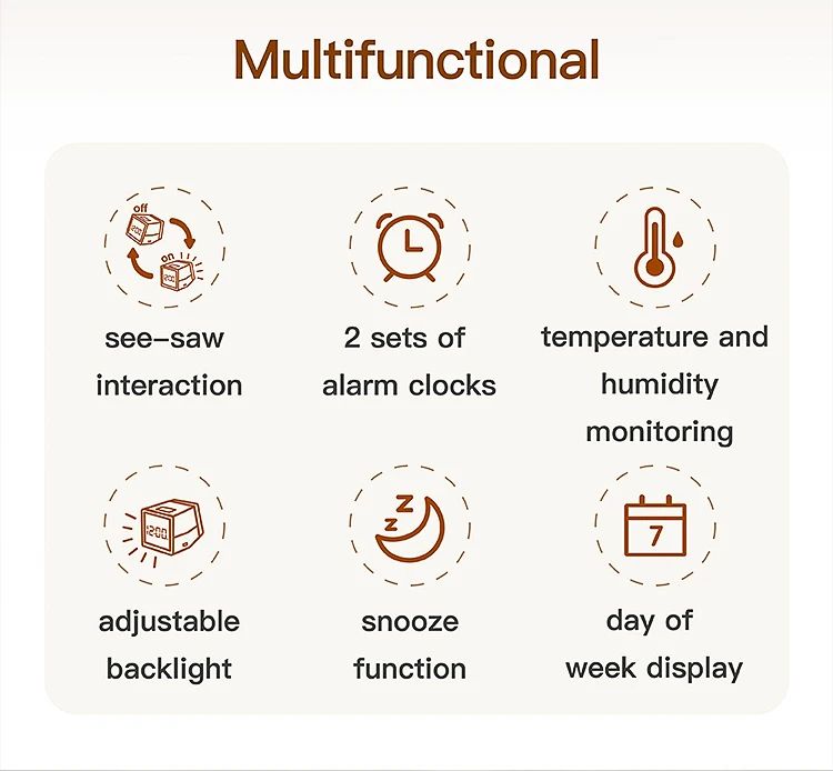Digital LED Alarm Clock With Temperature Display  Night Light  Multifunctional Bedside Desktop Cloc 9