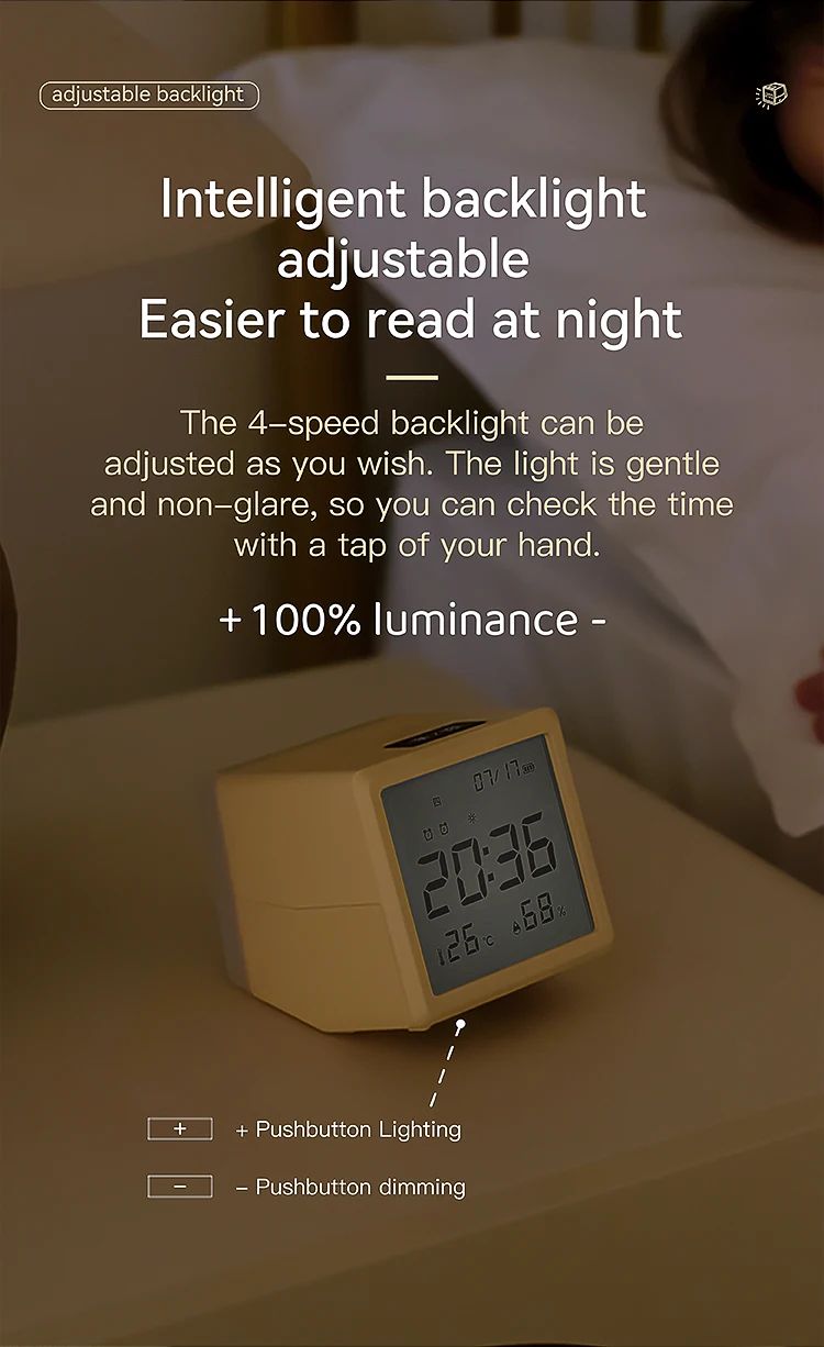 Digital LED Alarm Clock With Temperature Display  Night Light  Multifunctional Bedside Desktop Cloc 18