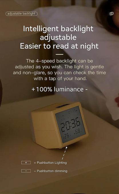 Digital LED Alarm Clock With Temperature Display  Night Light  Multifunctional Bedside Desktop Cloc 18