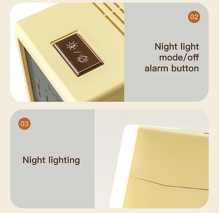 Digital LED Alarm Clock With Temperature Display  Night Light  Multifunctional Bedside Desktop Cloc 22