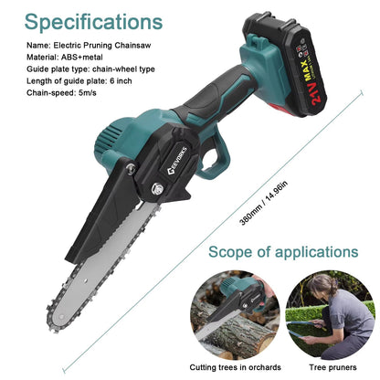 21V 6 Inch Cordless Mini Chainsaw  OneHand Electric Pruning Saw For Garden  Orchard 3
