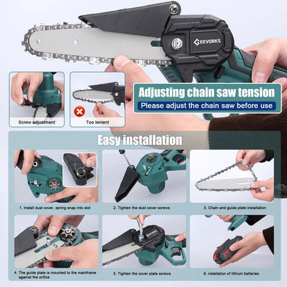 21V 6 Inch Cordless Mini Chainsaw  OneHand Electric Pruning Saw For Garden  Orchard 4