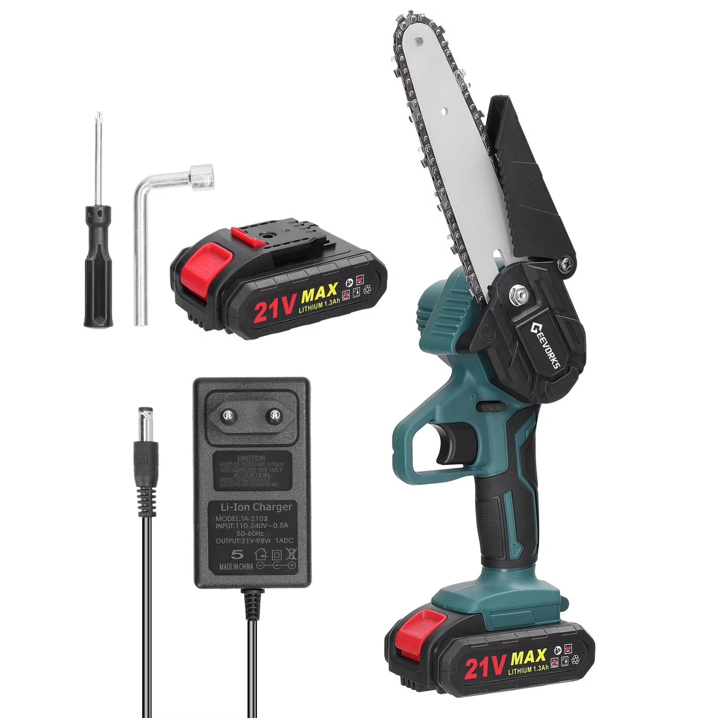 21V 6 Inch Cordless Mini Chainsaw  OneHand Electric Pruning Saw For Garden  Orchard 9