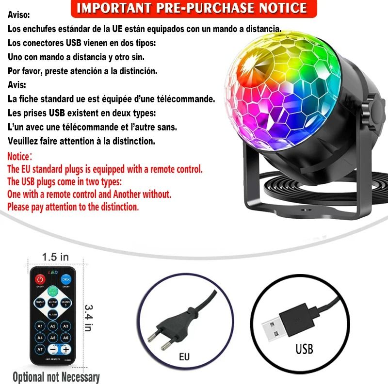 LED Stage Disco Light Rotating RGB Party Lamp With Sound Activation 3