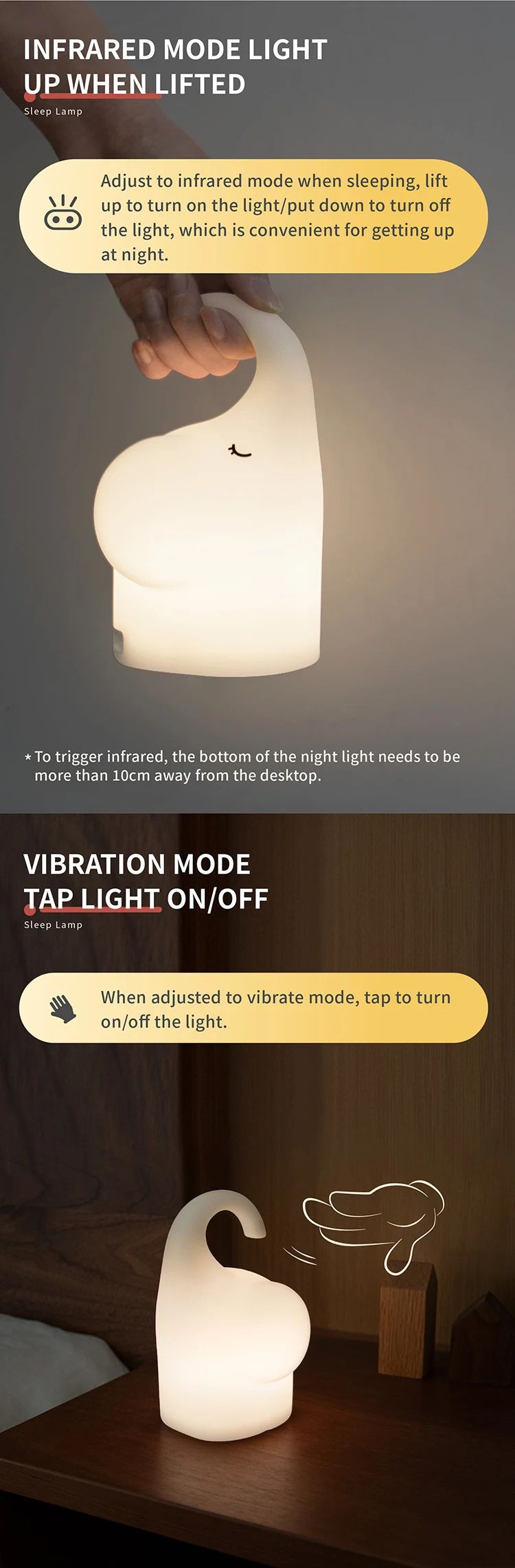 Silicone Elephant Motion Sensor Night Light  Hanging Rechargeable LED Lamp 10