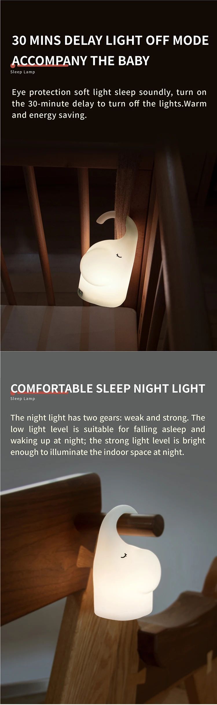Silicone Elephant Motion Sensor Night Light  Hanging Rechargeable LED Lamp 11