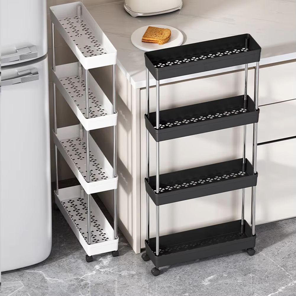 Bathroom Storage Rack With Wheels  34 Tier Slim Rolling Utility Cart For Bathroom Kitchen  Living R 2
