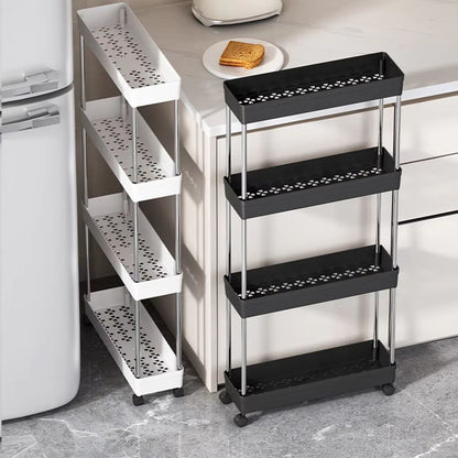 Bathroom Storage Rack With Wheels  34 Tier Slim Rolling Utility Cart For Bathroom Kitchen  Living R 2