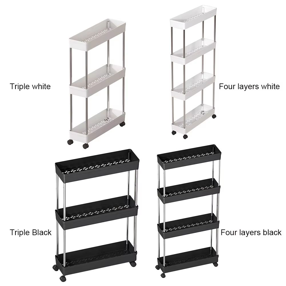 Bathroom Storage Rack With Wheels  34 Tier Slim Rolling Utility Cart For Bathroom Kitchen  Living R 3