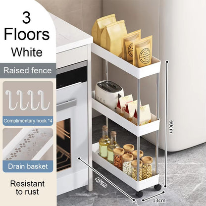 Bathroom Storage Rack With Wheels  34 Tier Slim Rolling Utility Cart For Bathroom Kitchen  Living R 4