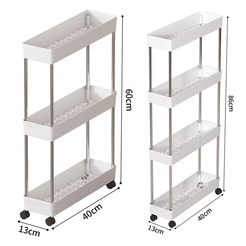 Bathroom Storage Rack With Wheels  34 Tier Slim Rolling Utility Cart For Bathroom Kitchen  Living R 5