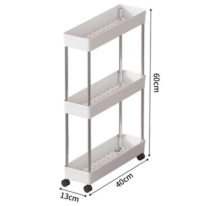 Bathroom Storage Rack With Wheels  34 Tier Slim Rolling Utility Cart For Bathroom Kitchen  Living R 6