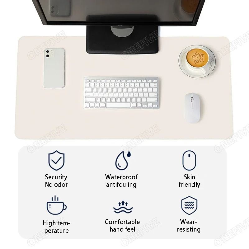 Large Desk Mouse Pad PU Leather Waterproof Desktop Protector 4