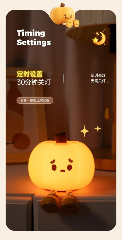 Cute Pumpkin Halloween Night Light  Rechargeable LED Lamp With Press Switch 8