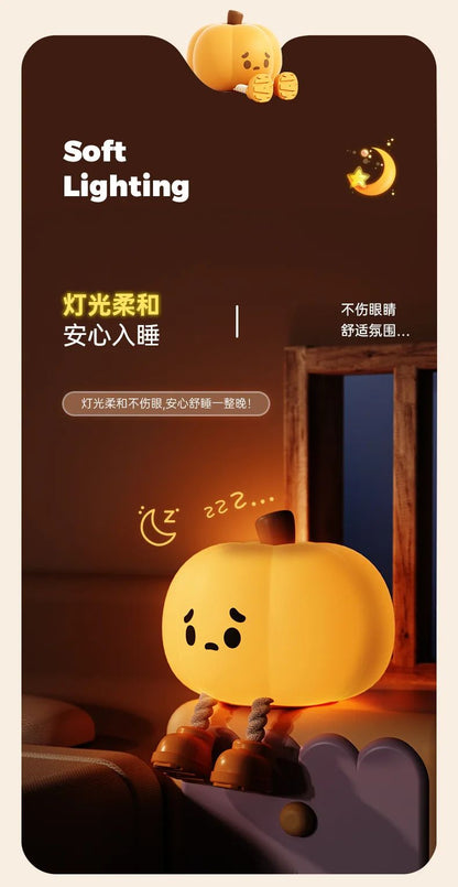 Cute Pumpkin Halloween Night Light  Rechargeable LED Lamp With Press Switch 10