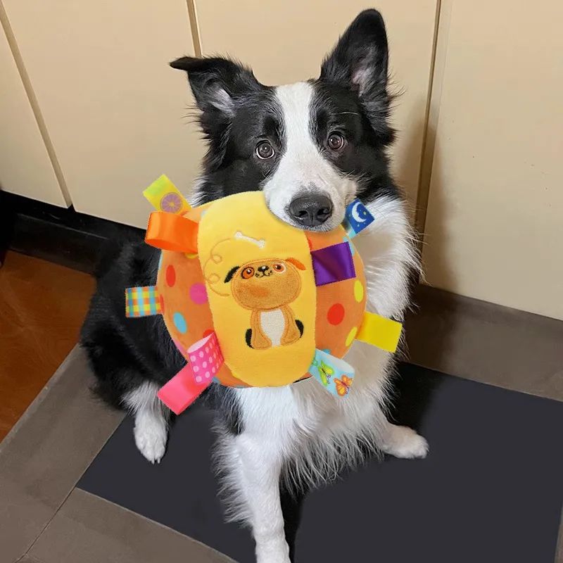 Plush Vocal Toy Ball For Dogs  Fun Interactive Chew  Cleaning Toy With Bell 1