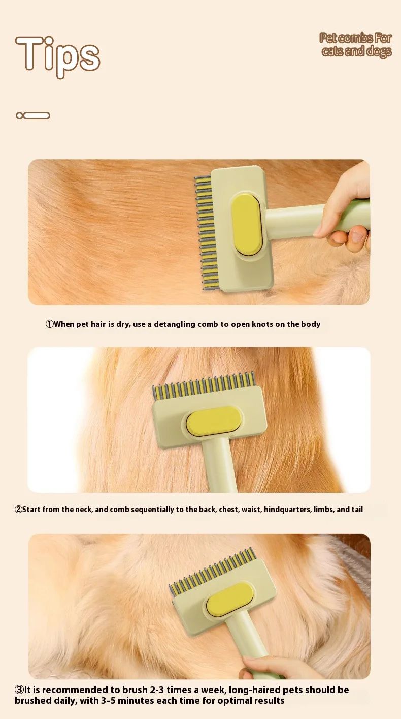 3in1 Pet Deshedding Brush  Hair Remover Knot Cutter  Grooming Comb 16