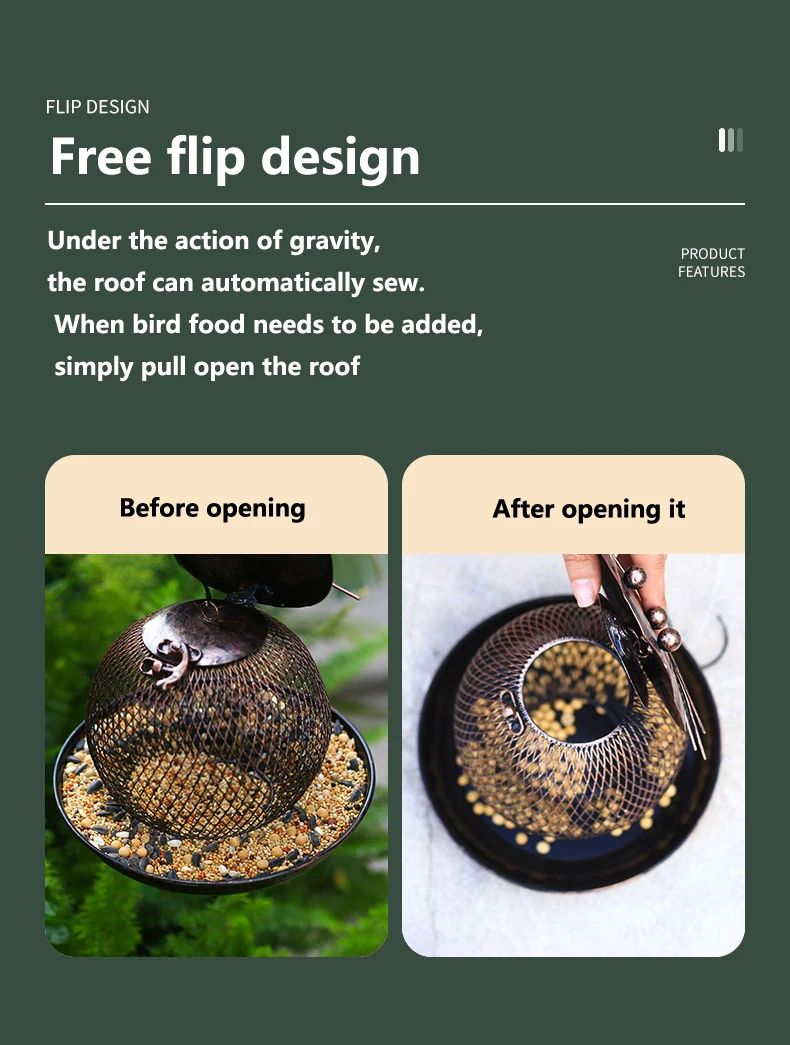 LargeCapacity Metal Bird Feeder  SquirrelProof Outdoor Hanging Feeder 6