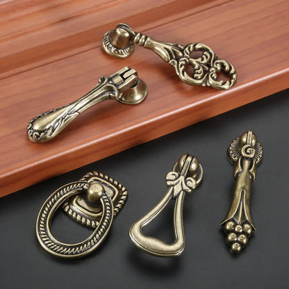 VintageDrop Antique Brass DropRing Drawer Pull  Classic Retro Cabinet Knob  Handle For Dressers Cup 1