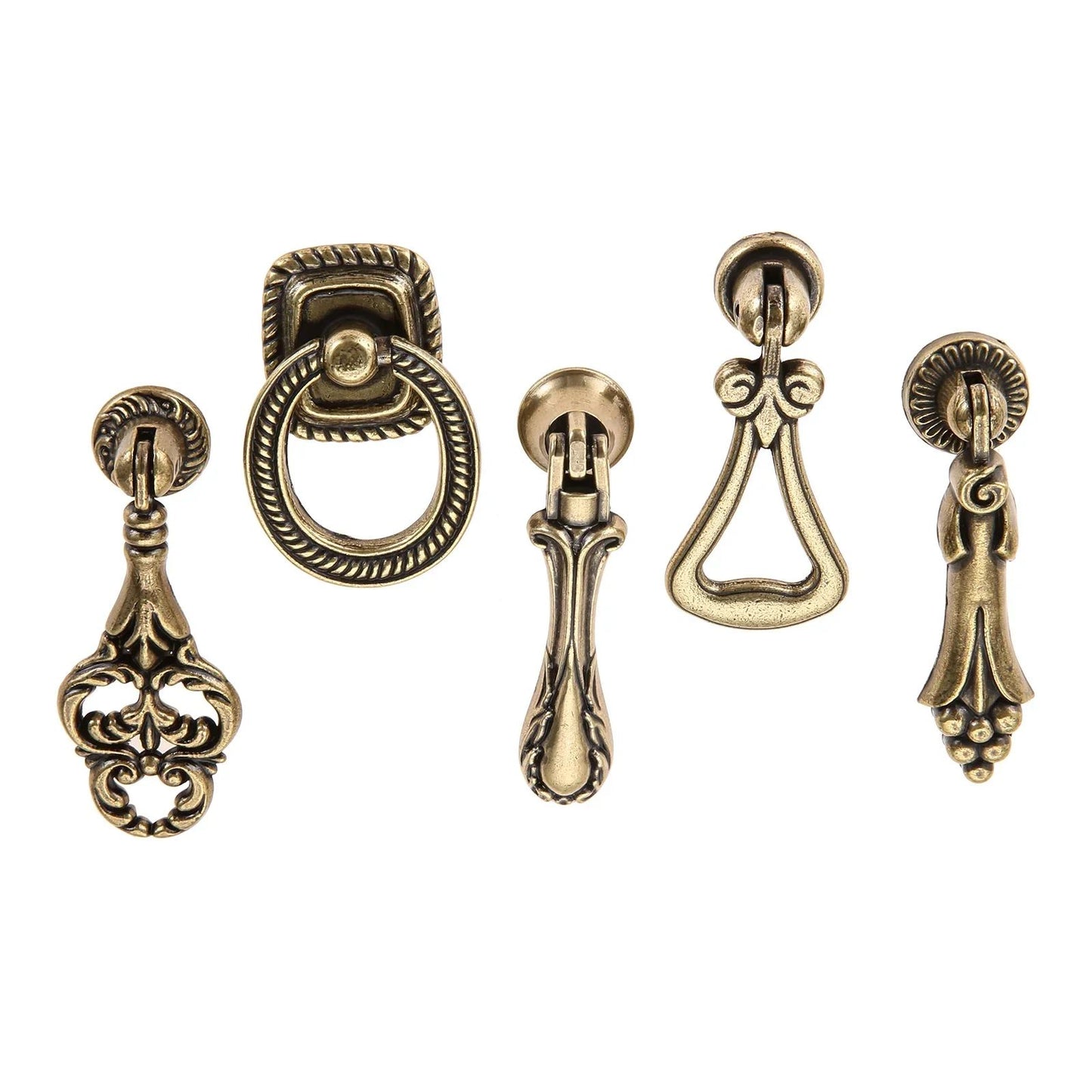 VintageDrop Antique Brass DropRing Drawer Pull  Classic Retro Cabinet Knob  Handle For Dressers Cup 2