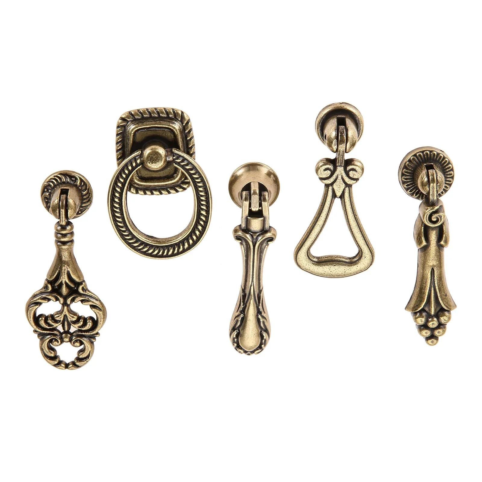 VintageDrop Antique Brass DropRing Drawer Pull  Classic Retro Cabinet Knob  Handle For Dressers Cup 2