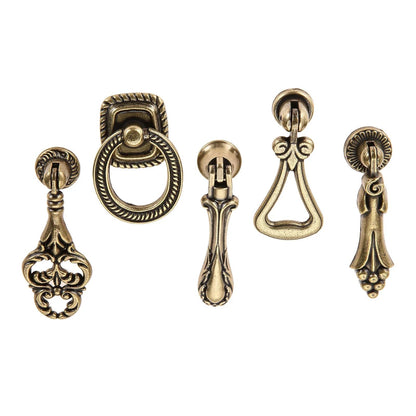 VintageDrop Antique Brass DropRing Drawer Pull  Classic Retro Cabinet Knob  Handle For Dressers Cup 2