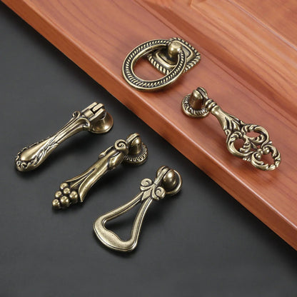 VintageDrop Antique Brass DropRing Drawer Pull  Classic Retro Cabinet Knob  Handle For Dressers Cup 4