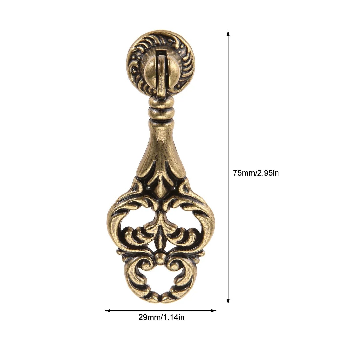 VintageDrop Antique Brass DropRing Drawer Pull  Classic Retro Cabinet Knob  Handle For Dressers Cup 10
