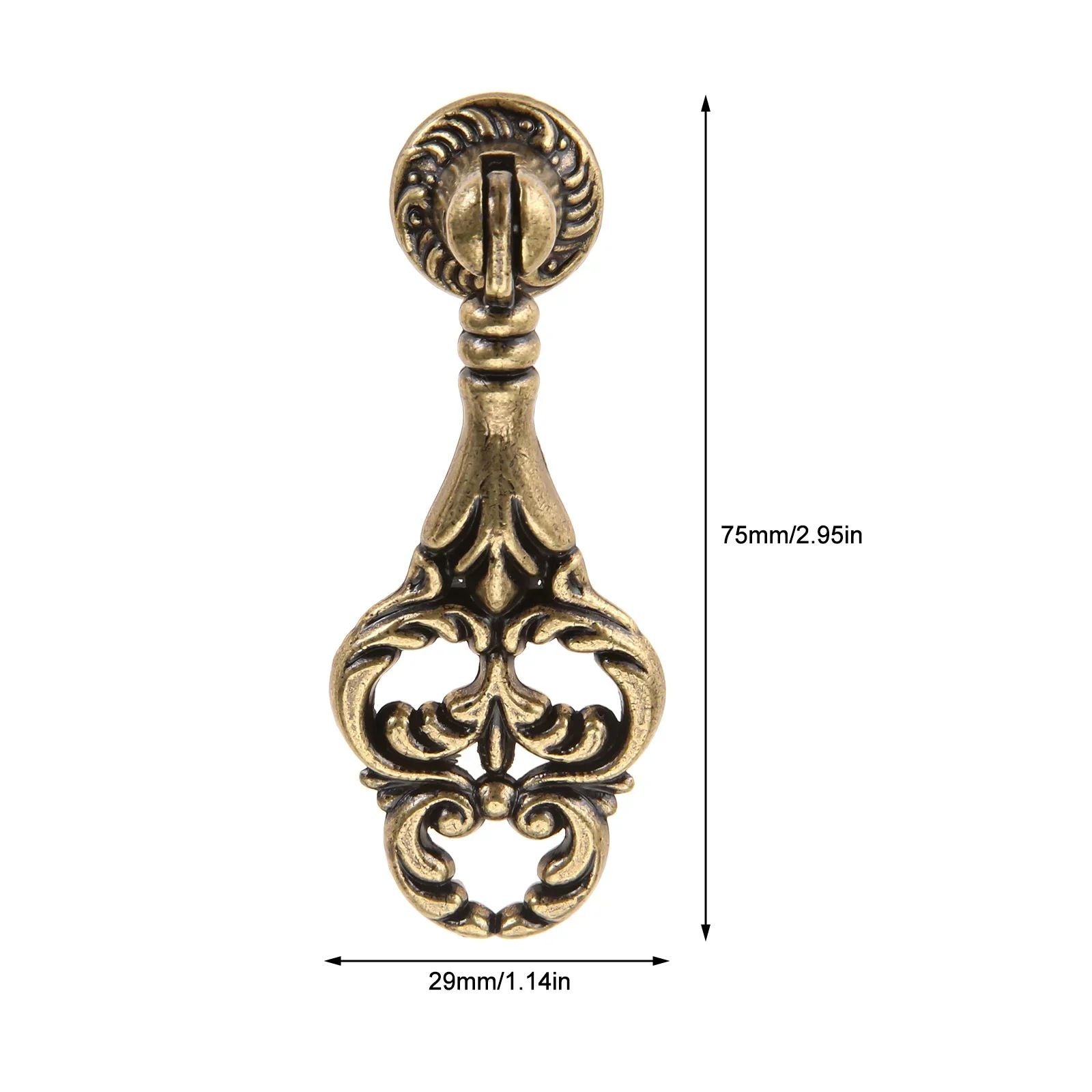 VintageDrop Antique Brass DropRing Drawer Pull  Classic Retro Cabinet Knob  Handle For Dressers Cup 10