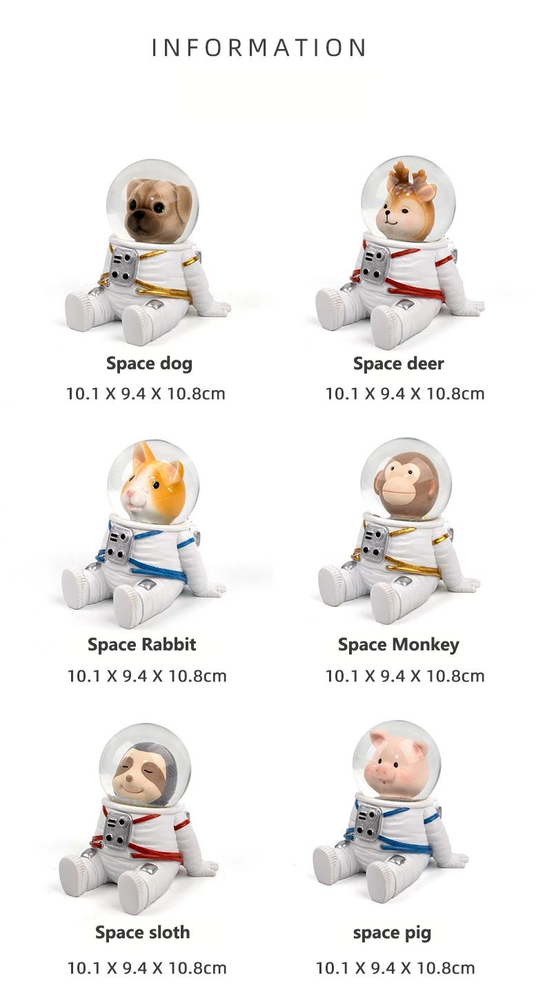 Astronaut Crystal Ball Figurine  Cute Cartoon Spaceman Desk  Shelf Decor 11