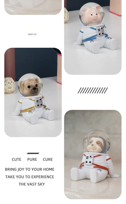 Astronaut Crystal Ball Figurine  Cute Cartoon Spaceman Desk  Shelf Decor 13