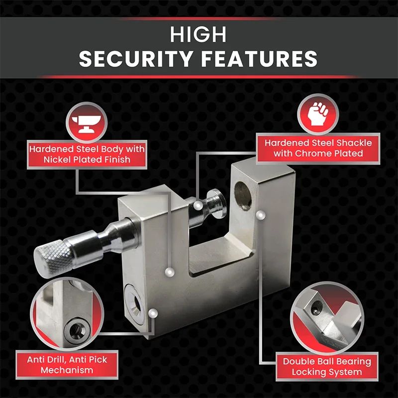 HeavyDuty DShackle Security Padlock  3Key High Security Lock For Garage Gate  Container 3