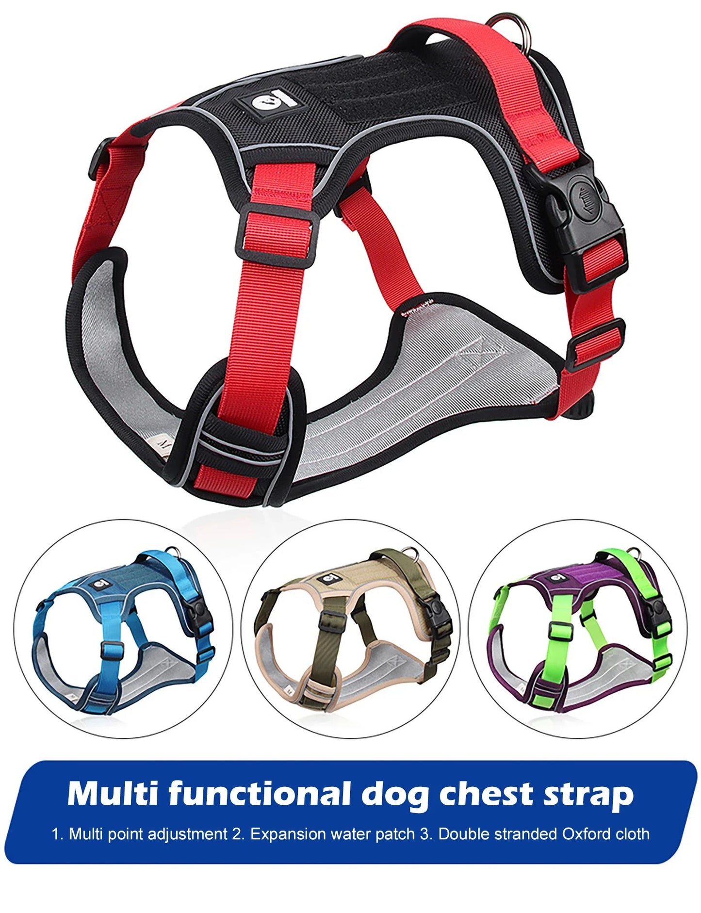 Reflective Tactical Dog Harness  Waterproof 1680D Oxford Vest For Medium  Large Dogs 6