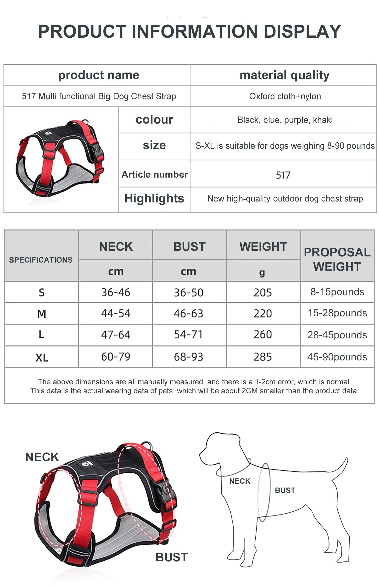 Reflective Tactical Dog Harness  Waterproof 1680D Oxford Vest For Medium  Large Dogs 7
